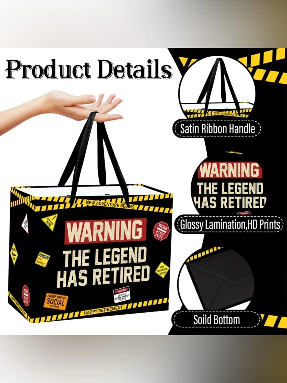 Happy Retirement Large Gift Bags with Tissue Paper and Card